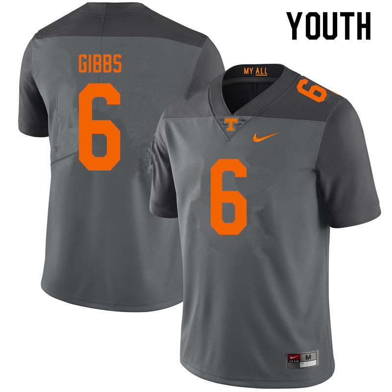 Youth #6 Deangelo Gibbs Tennessee Volunteers College Football Jerseys Sale-Gray